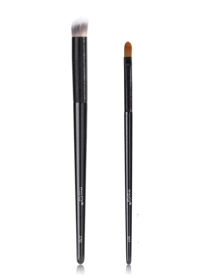 MSQ 2pcs Concealer Brush Angled Top Concealer Makeup Brush Under Eye Mini Angled Brush Nose Contour Brush Small Makeup Foundation Brushes for Concealer Powder Cream Liquid Makeup (Black) - Image 1