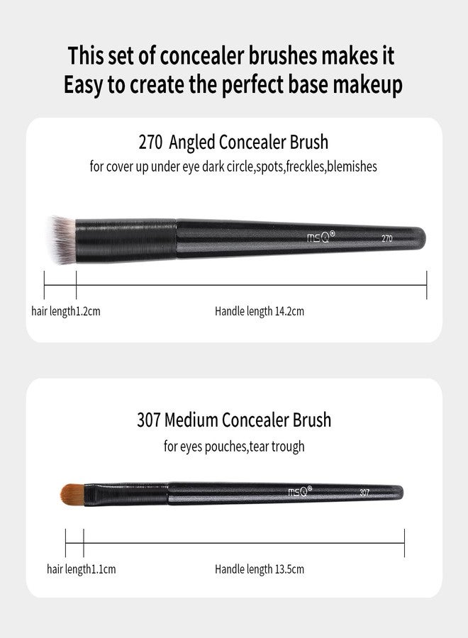MSQ 2pcs Concealer Brush Angled Top Concealer Makeup Brush Under Eye Mini Angled Brush Nose Contour Brush Small Makeup Foundation Brushes for Concealer Powder Cream Liquid Makeup (Black) - Image 3