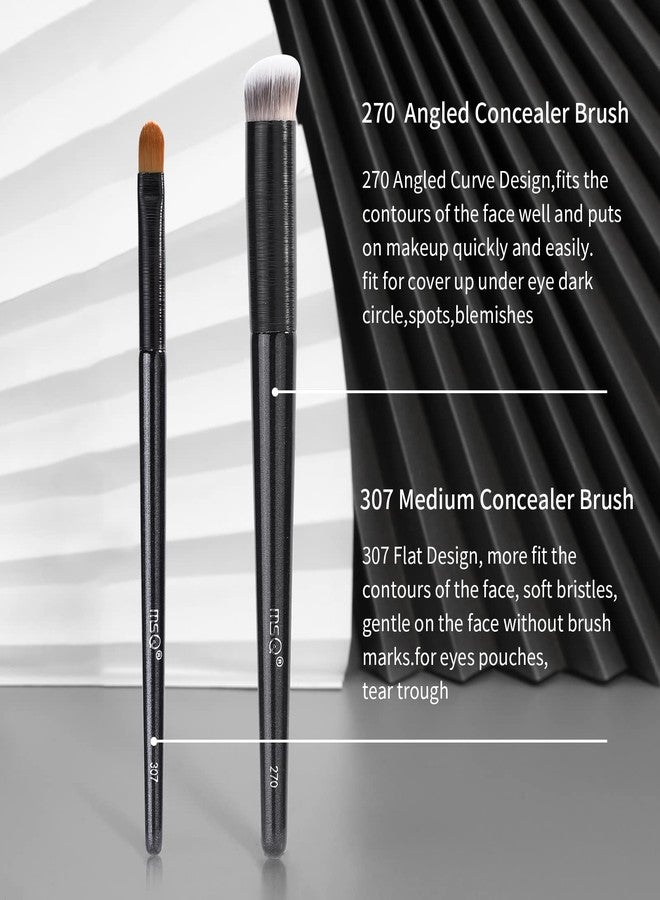 MSQ 2pcs Concealer Brush Angled Top Concealer Makeup Brush Under Eye Mini Angled Brush Nose Contour Brush Small Makeup Foundation Brushes for Concealer Powder Cream Liquid Makeup (Black) - Image 4