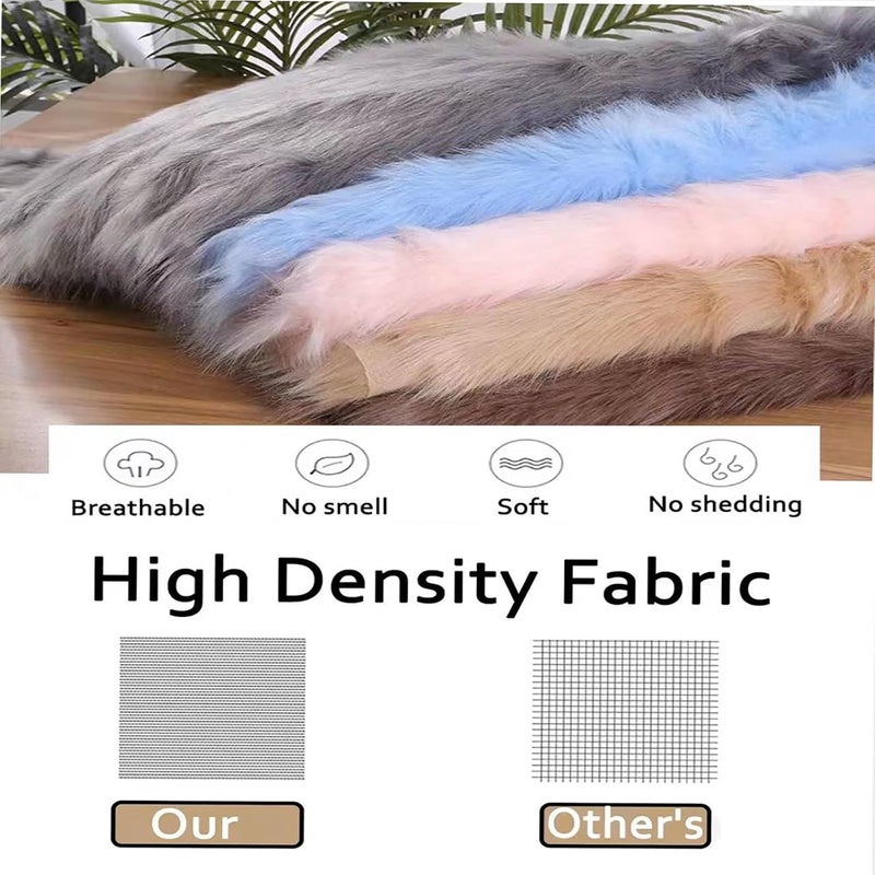 Synthetic Fur Fabric Long Pile 5cm Plush Shaggy Faux Fox Fabric for Warm Soft Coat Fashion Fursuit Costume(5 Burgundy) - Image 4