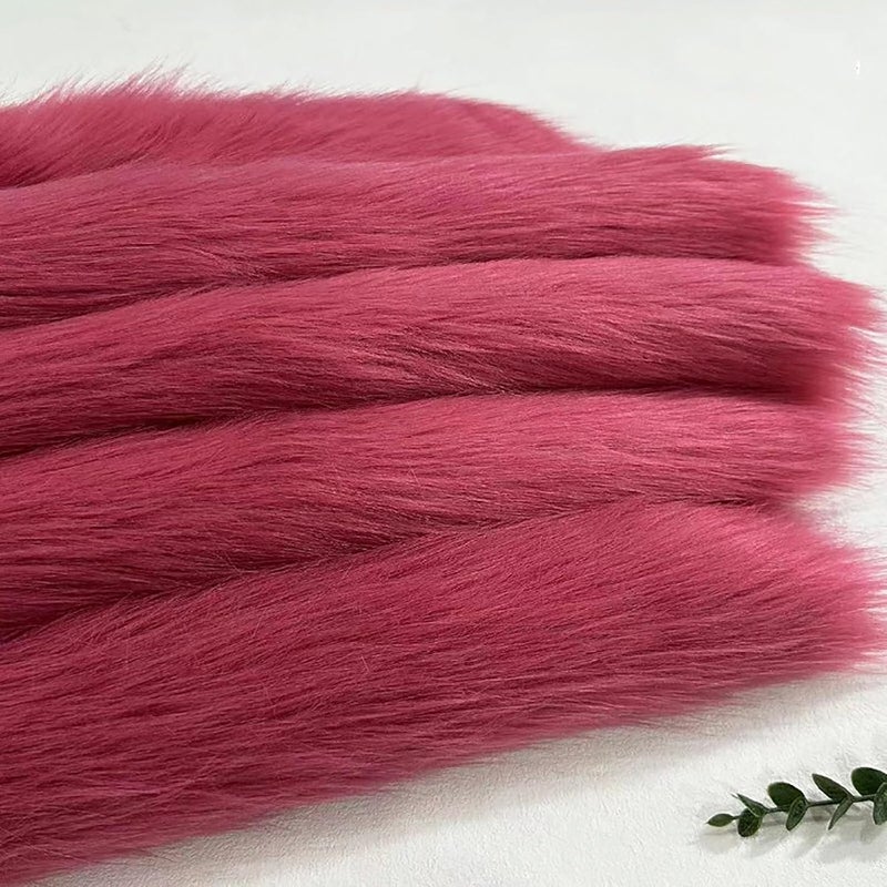 Synthetic Fur Fabric Long Pile 5cm Plush Shaggy Faux Fox Fabric for Warm Soft Coat Fashion Fursuit Costume(5 Burgundy) - Image 1