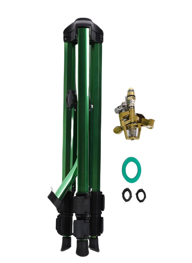 Impact Sprinkler Tripod Base Heavy Duty Brass Sprinkler Large Area Coverage 3/4 Inch Connector Extension Legs for Yard Lawn Garden - Image 1