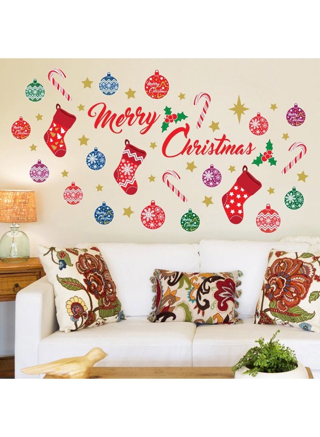 WALPLUS Wallflexi Christmas Decorations Wall Stickers " Merry Decoration Set" Murals Decals living Room Children Nursery School Restaurant Cafe Hotel Home Office Décor, multicolour - Image 1