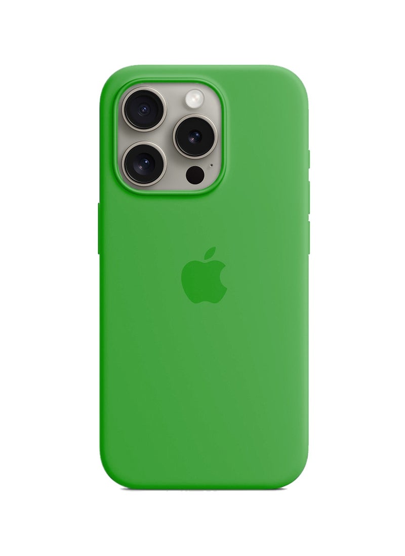 Wtech - Soft Liquid Silicone Case Cover With MagSafe For Apple iPhone 15 Pro 2023 Neon Green - Image 1