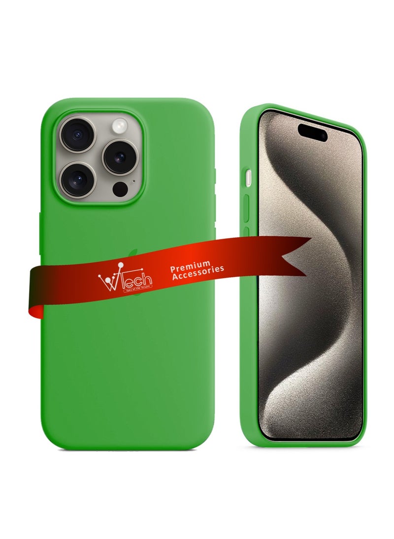 Wtech - Soft Liquid Silicone Case Cover With MagSafe For Apple iPhone 15 Pro 2023 Neon Green - Image 1