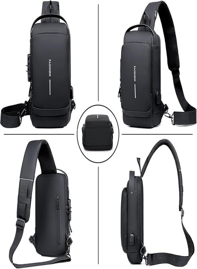 DIPDEY Waterproof Polyester Slim Unisex Crossbody Sling Bag Chest Backpack Men's Shoulder Bag, Leisure Travel Handbag, Hard Shell Anti-Theft Chest Bag - Image 5