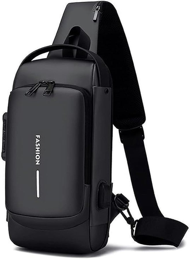 DIPDEY Waterproof Polyester Slim Unisex Crossbody Sling Bag Chest Backpack Men's Shoulder Bag, Leisure Travel Handbag, Hard Shell Anti-Theft Chest Bag - Image 1