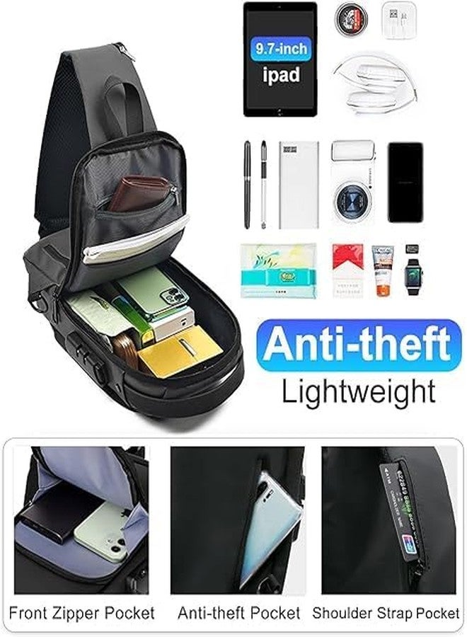 DIPDEY Waterproof Polyester Slim Unisex Crossbody Sling Bag Chest Backpack Men's Shoulder Bag, Leisure Travel Handbag, Hard Shell Anti-Theft Chest Bag - Image 2