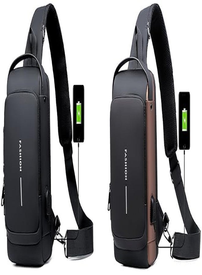DIPDEY Waterproof Polyester Slim Unisex Crossbody Sling Bag Chest Backpack Men's Shoulder Bag, Leisure Travel Handbag, Hard Shell Anti-Theft Chest Bag - Image 4