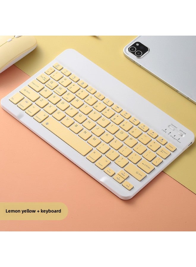 For Ipad10 Tablet Phone Universal Bluetooth Keyboard Wireless Mouse Suit Mini67 Keyboard Bluetooth-Color:7.9inch Lemon Yellow - Image 1