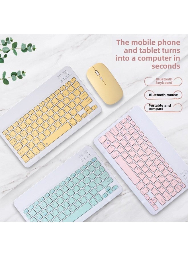 For Ipad10 Tablet Phone Universal Bluetooth Keyboard Wireless Mouse Suit Mini67 Keyboard Bluetooth-Color:7.9inch Lemon Yellow - Image 5