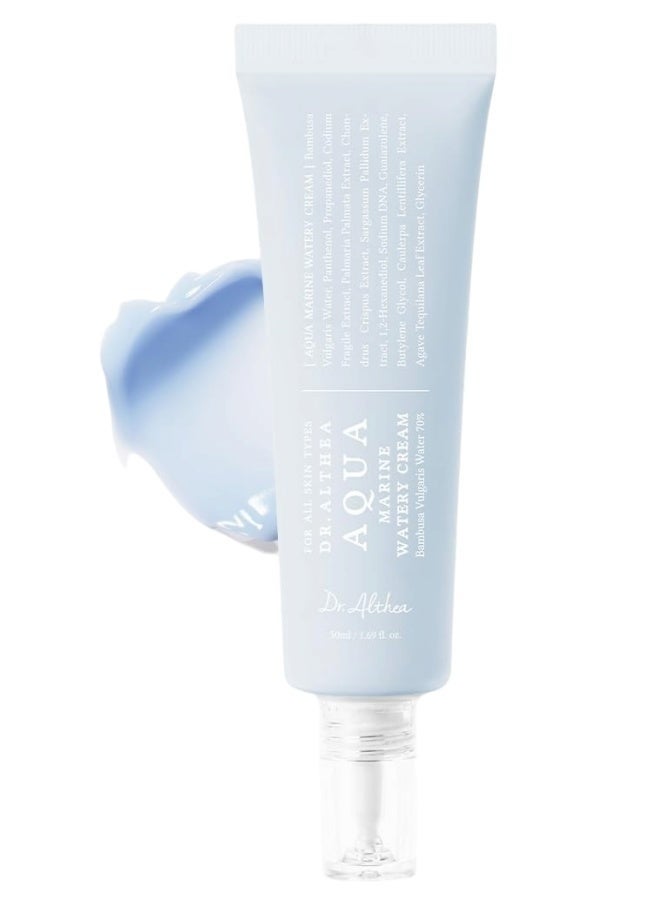 دي آر.ألثيا Aqua Marine Watery Cream | Daily Face Moisturizer for All Skin Types | Deep Hydration Face Cream with Hyaluronic Acid | Vegan Korean Skincare, 1.69 Fl Oz / 50ml - Image 1