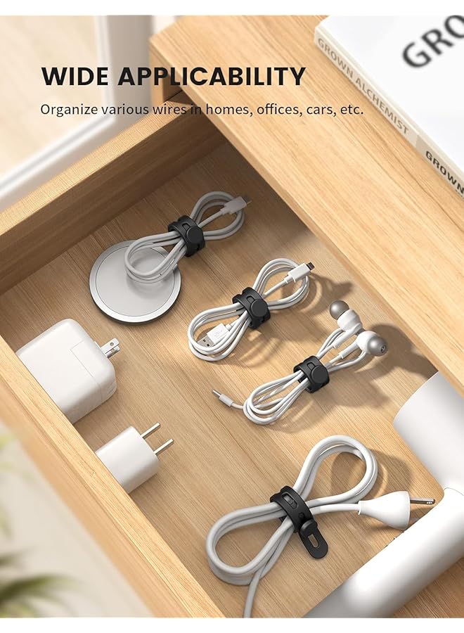 erorex 10Pack Silicone Cable Ties Cord Organizer Wrap Delee Reusable Washable Wire Ties Management With Lock Buckle Elastic Adjustable Charger Cable Strap Tie Electrical Cord Keeper For Travel Home - Image 4