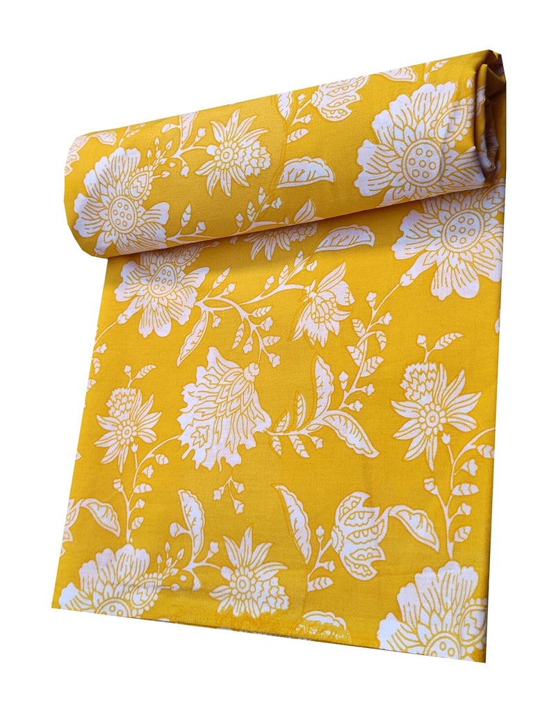 Kalap Floral Printed Cotton Cloth Materiel Indian Cotton Hand Block Print Fabric Running Jaipuri Hand Block Printed Women Dress Material Kurtis Natural 43 Inches 10 Meter - Image 1