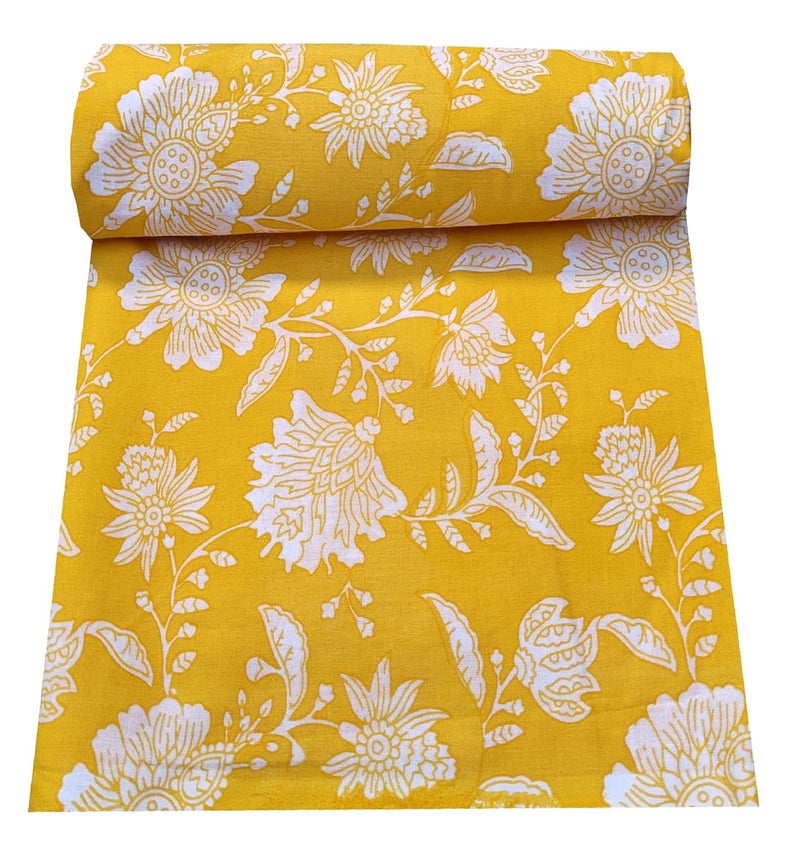 Kalap Floral Printed Cotton Cloth Materiel Indian Cotton Hand Block Print Fabric Running Jaipuri Hand Block Printed Women Dress Material Kurtis Natural 43 Inches 10 Meter - Image 4