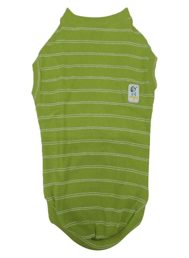 WAGZY Red and Green Striped Woven Stretchable T-Shirts for Puppies, Kitten, Dogs and Cats (22" - XXL) - Image 3
