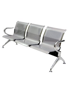 3 Seater Frame Airport Chair, visitor chair for Airport, Office, Hospital, School etc. with Metal frame & armrest, sit & back, Silver