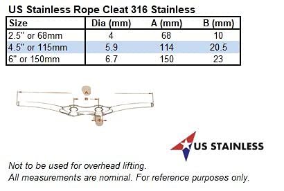 US Stainless حبل قفل من الفولاذ المقاوم للصدأ 316 بحري 2 قطعة 2.5 بوصة - Image 4