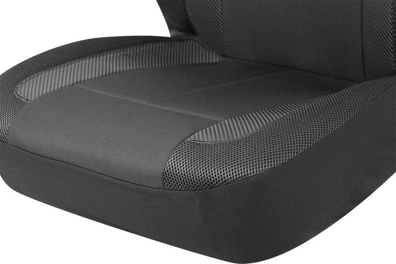 PIC AUTO Low Back Front Car Seat Covers - Sports Carbon Fiber Mesh Design, Two Front Set, Airbag Compatible, Universal Fit for Most Cars (Black) - Image 5