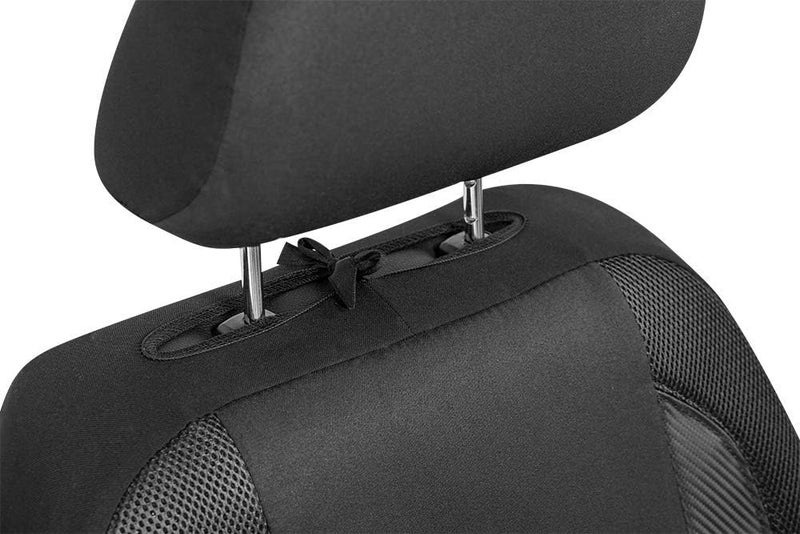 PIC AUTO Low Back Front Car Seat Covers - Sports Carbon Fiber Mesh Design, Two Front Set, Airbag Compatible, Universal Fit for Most Cars (Black) - Image 3