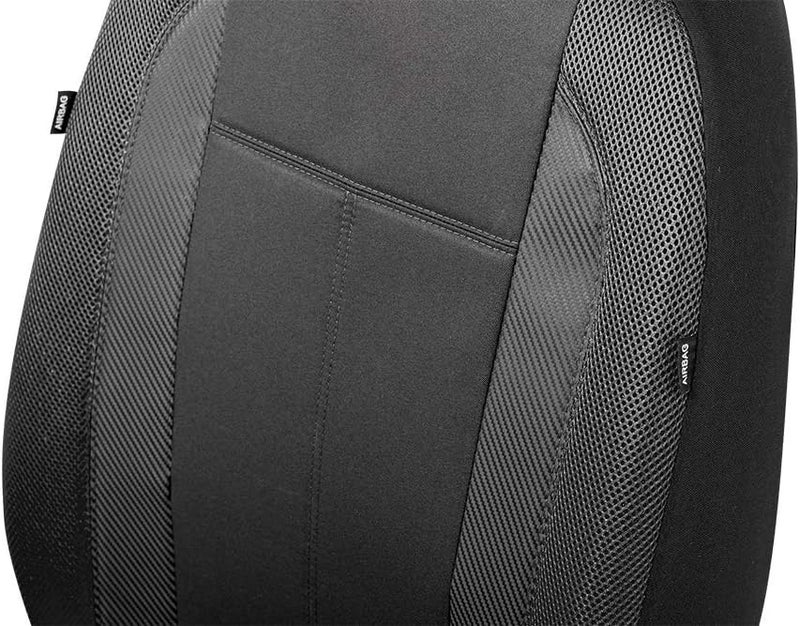 PIC AUTO Low Back Front Car Seat Covers - Sports Carbon Fiber Mesh Design, Two Front Set, Airbag Compatible, Universal Fit for Most Cars (Black) - Image 4