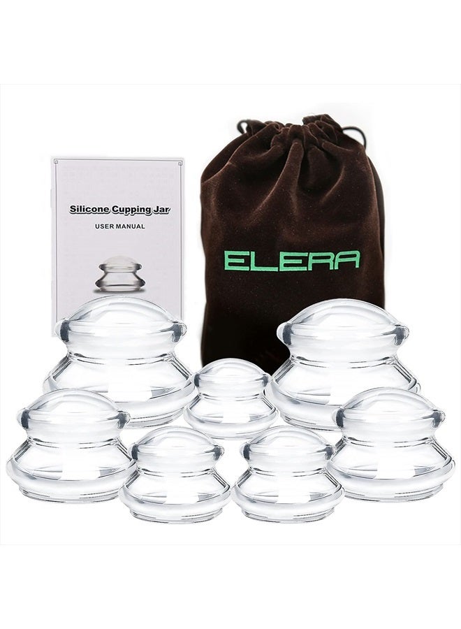 ELERA Silicone Cupping Therapy Set, Professionally Chinese Massage Cups for Cupping Therapy and Cellulite Reduction (7 Cups)  - Image 1