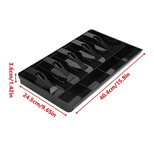 DRIXTY ABS Plastic cash drawer organizer tray, cashier drawer box with coin slot, bill counter cash box with 5 Bills 4 Coins for Petty Cash Money Storage Box (1 Pcs) - Image 5