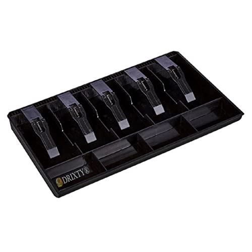 DRIXTY ABS Plastic cash drawer organizer tray, cashier drawer box with coin slot, bill counter cash box with 5 Bills 4 Coins for Petty Cash Money Storage Box (1 Pcs) - Image 1