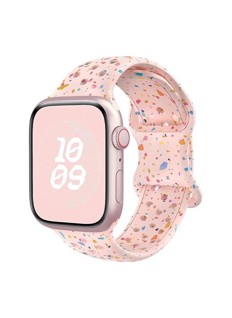 Generic - Sport Band Compatible with Apple Watch Band 42mm 44mm 45mm 46mm 49mm for Women Men, Recycled Plastic Soft Silicone Strap for iWatch Series 10 9 8 7 6 5 4 3 2 1 Ultra SE (Pink) - Image 1