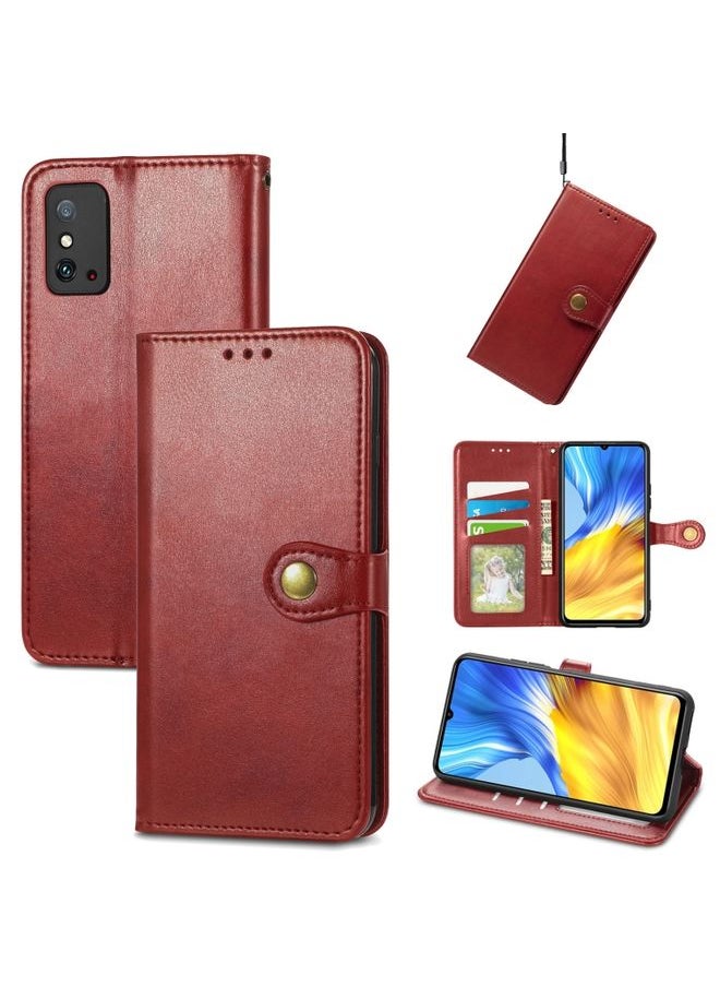 HuHa Case Cover For Honor X10 Max 5G Solid Color Leather Buckle Phone Case Red 