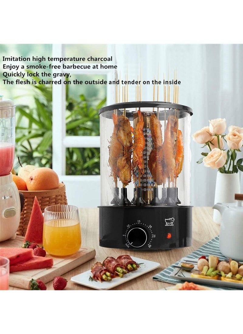 DUMBO - Electric 360° Automatic Rotating Smoke-free Grill BBQ Machine Rotisserie Machine Timed 1100W TK-12D Black - Image 1