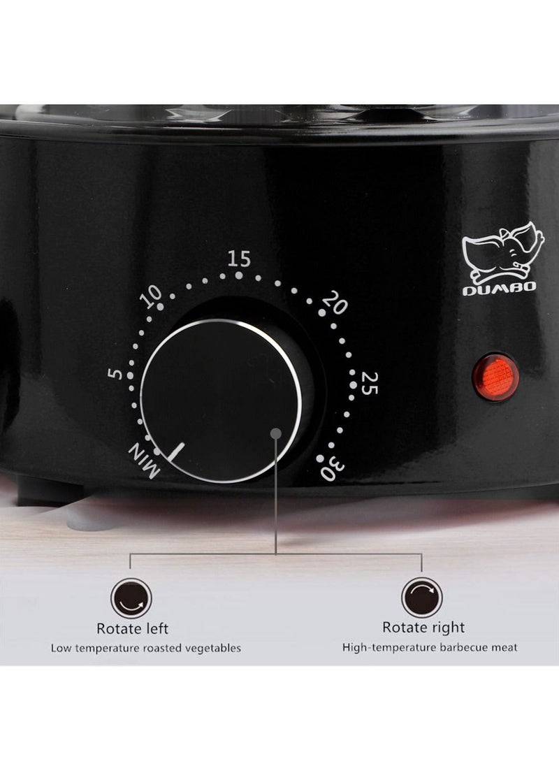DUMBO - Electric 360° Automatic Rotating Smoke-free Grill BBQ Machine Rotisserie Machine Timed 1100W TK-12D Black - Image 1