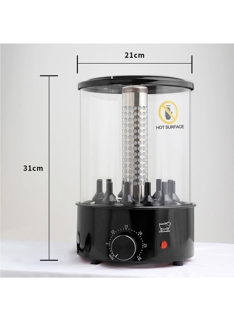 DUMBO - Electric 360° Automatic Rotating Smoke-free Grill BBQ Machine Rotisserie Machine Timed 1100W TK-12D Black - Image 1