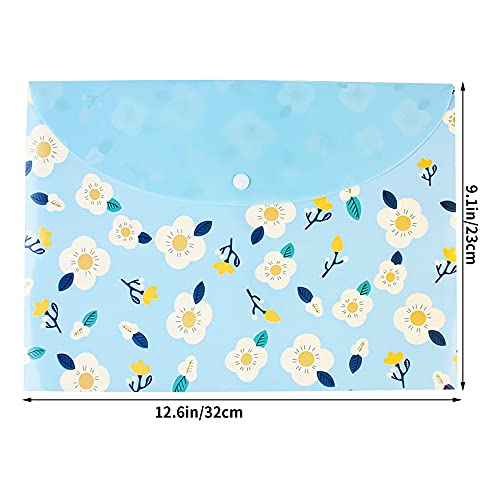 Tongcloud 10 pcs Style Floral Printed A4 Paper Document File Folder Poly Envelopes Document Organizer Booklet File Paper Folders with Snap Button 4 Color (4 Color, A4) - Image 2