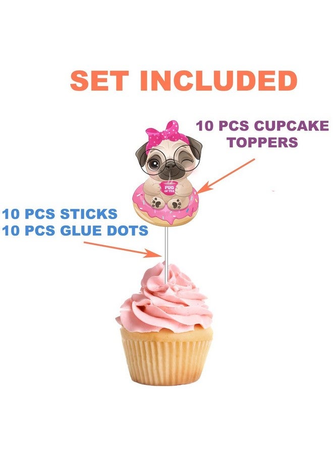 PC تزيين كعكة على شكل كلب بوج، مجموعة من 10، بني، زينة حفلات استقبال المولود - Image 4