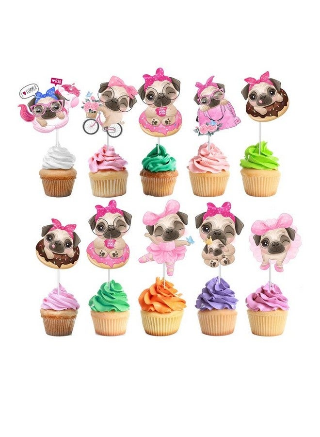 PC تزيين كعكة على شكل كلب بوج، مجموعة من 10، بني، زينة حفلات استقبال المولود - Image 2