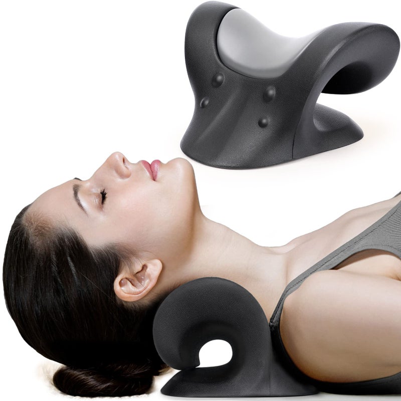 RESTCLOUD Comfortable Neck Stretcher for Neck Pain Relief Neck and Shoulder Relaxer Cervical Neck Traction Device for TMJ Pain Relief and Muscle Relax Cervical Spine Alignment Chiropractic Pillow