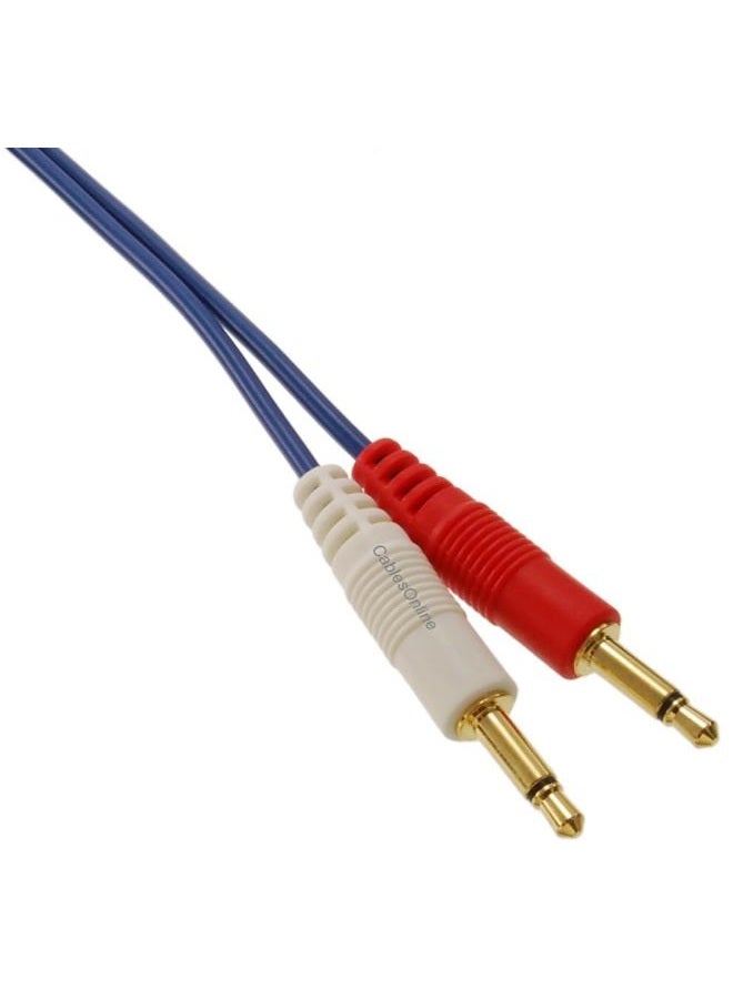 CablesOnline كابلات أونلاين 6 قدم كابلات أونلاين 3.5 مم ستيريو ذكر إلى مزدوج (أحمر/أبيض) 3.5 مم أزرق كابل صوتي مفكك - Image 5