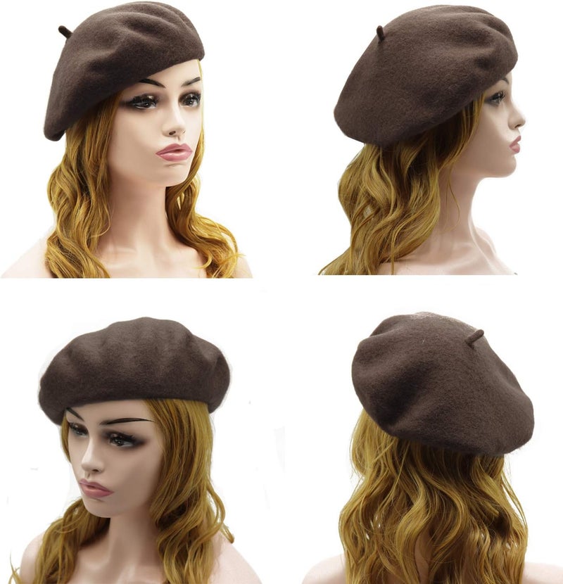 Wheebo Wool Beret Hat,Solid Color French Style Winter Warm Cap for Women Girls Lady - Image 3
