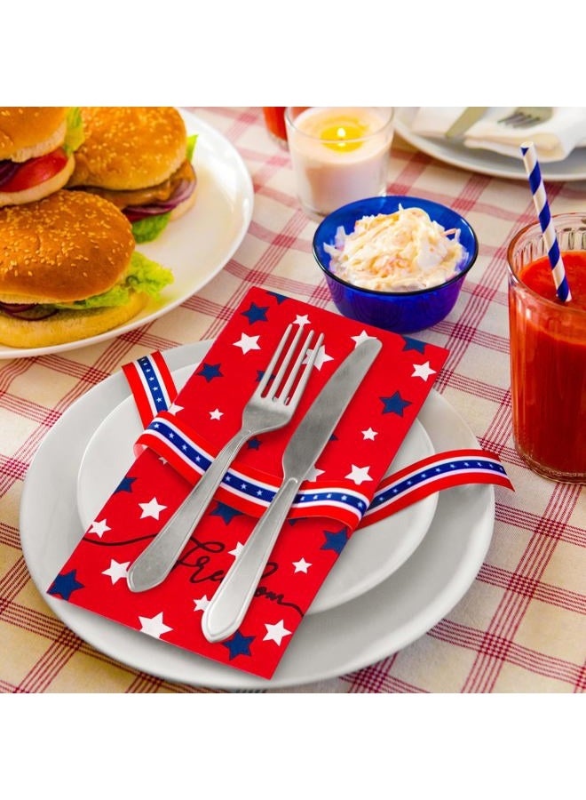 AnyDesign 80 Pack Patriotic Guest Napkins Disposable American Freedom Stars Paper Napkins 4th of July Red Blue White Stars Hand Napkin Towel for Independence Day Supplies, 13 x 15.7 Inch - Image 4