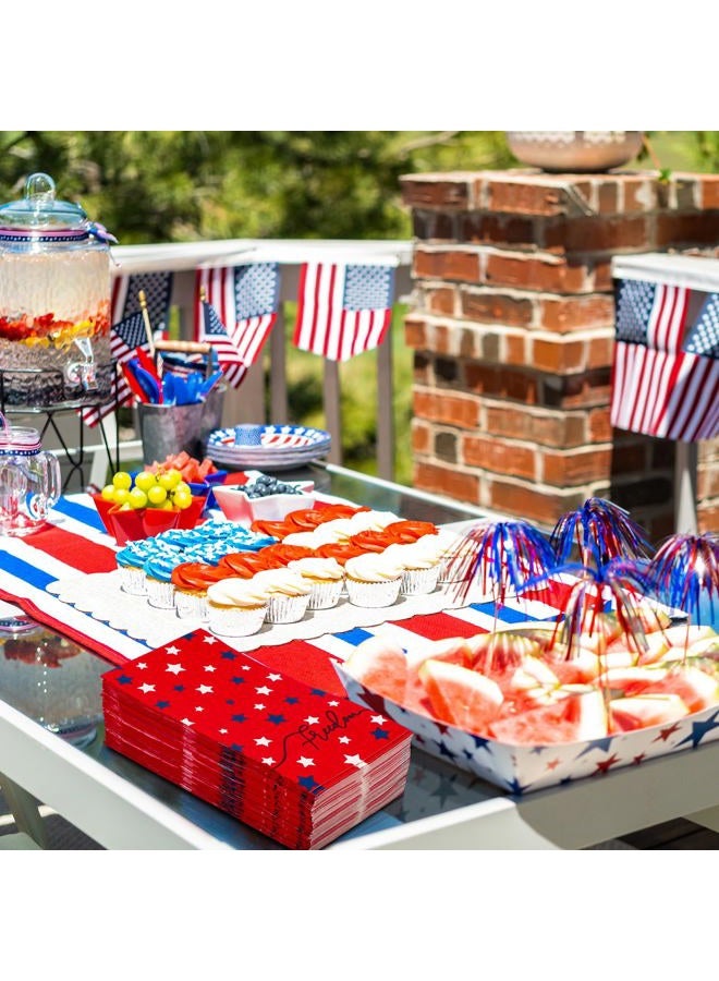 AnyDesign 80 Pack Patriotic Guest Napkins Disposable American Freedom Stars Paper Napkins 4th of July Red Blue White Stars Hand Napkin Towel for Independence Day Supplies, 13 x 15.7 Inch - Image 5