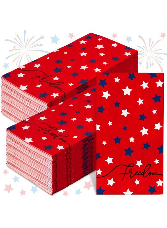 AnyDesign 80 Pack Patriotic Guest Napkins Disposable American Freedom Stars Paper Napkins 4th of July Red Blue White Stars Hand Napkin Towel for Independence Day Supplies, 13 x 15.7 Inch - Image 1