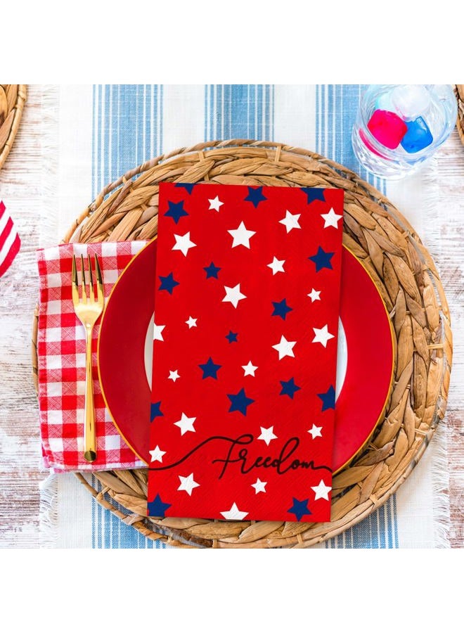 AnyDesign 80 Pack Patriotic Guest Napkins Disposable American Freedom Stars Paper Napkins 4th of July Red Blue White Stars Hand Napkin Towel for Independence Day Supplies, 13 x 15.7 Inch - Image 3