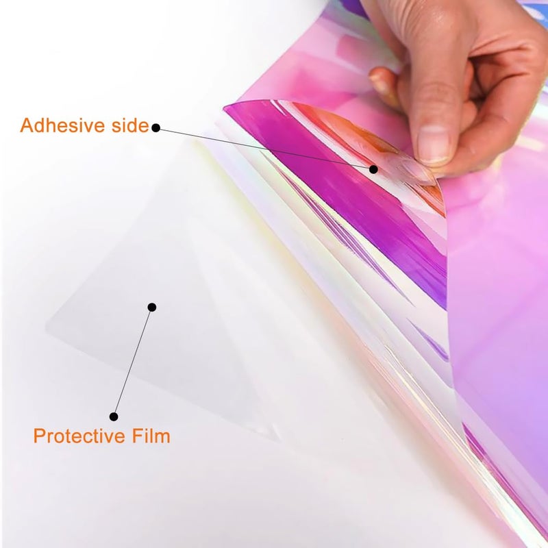 MAKIOTEKO Iridescent Window Film Holographic Window Tint Decorative Dichroic Film Colored Rainbow Film for Craft DIY Christmas Party Decor - Image 3
