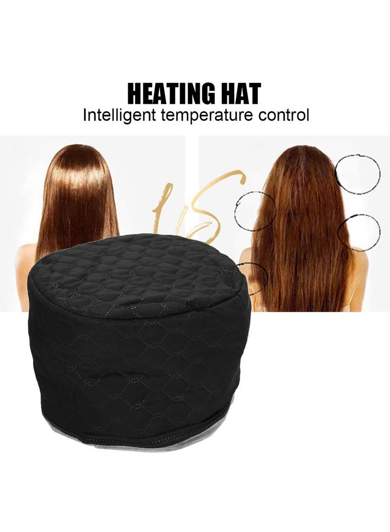 قبعة تدفئة وترطيب عميق، حافة قابلة للتعديل، فرو معالج حرارياً مع حماية من الحرارة الزائدة (أسود) - Image 2