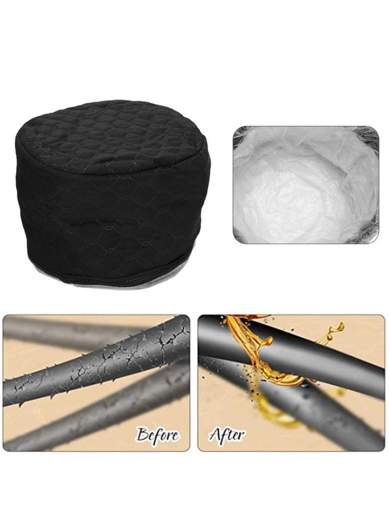 قبعة تدفئة وترطيب عميق، حافة قابلة للتعديل، فرو معالج حرارياً مع حماية من الحرارة الزائدة (أسود) - Image 5