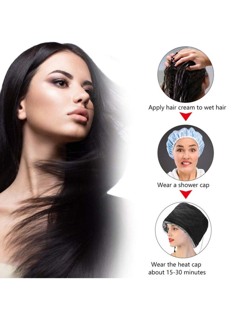 قبعة تدفئة وترطيب عميق، حافة قابلة للتعديل، فرو معالج حرارياً مع حماية من الحرارة الزائدة (أسود) - Image 4