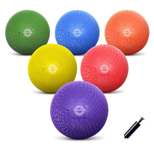 BallFUN Dodgeballs Playground Balls 7", Dodge Ball Set for Kids & Adults, Bouncing Kickballs Handball for Outdoor & Indoor Games - Includes Pump & Mesh Storage Bag (7",6 Pack) - Image 1