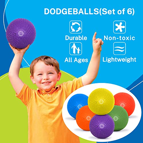 BallFUN Dodgeballs Playground Balls 7", Dodge Ball Set for Kids & Adults, Bouncing Kickballs Handball for Outdoor & Indoor Games - Includes Pump & Mesh Storage Bag (7",6 Pack) - Image 3