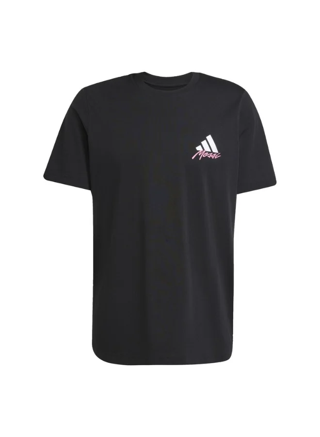 Adidas Adidas Messi Icon G T Black Graphic Tee (Short Sleeve) T-Shirts For Men